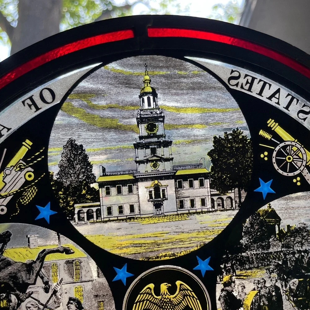 Vintage Suncatcher Stained Glass United States Of America Bicentennial 1776 1976 - Picture 8 of 15